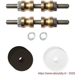 GPF Bouwbeslag Anastasius GPF9969.A1DB glasdeur set met vlak rozet 27x2 mm en 27x2 mm transparant onder rozet voor grepen met dubbelzijdige bevestiging Dark blend - A21017486 - afbeelding 1
