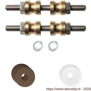 GPF Bouwbeslag Anastasius GPF9969.A2DB glasdeur set met vlak rozet 19x2 mm en 19x2 mm transparant onder rozet voor grepen met dubbelzijdige bevestiging Bronze blend - A21017492 - afbeelding 1