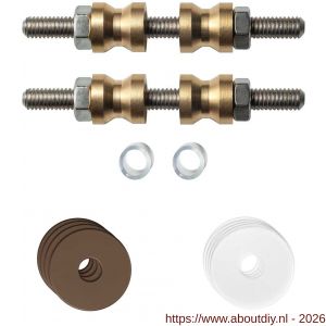 GPF Bouwbeslag Anastasius GPF9969.A2DB glasdeur set met vlak rozet 22x2 mm en 22x2 mm transparant onder rozet voor grepen met dubbelzijdige bevestiging Bronze blend - A21017493 - afbeelding 1