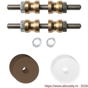 GPF Bouwbeslag Anastasius GPF9969.A2DB glasdeur set met vlak rozet 27x2 mm en 27x2 mm transparant onder rozet voor grepen met dubbelzijdige bevestiging Bronze blend - A21017494 - afbeelding 1