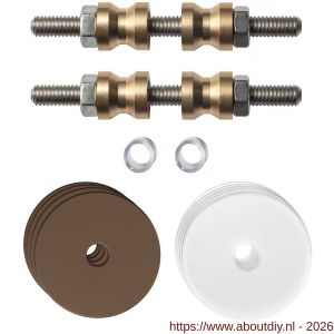 GPF Bouwbeslag Anastasius GPF9969.A2DB glasdeur set met vlak rozet 35x2 mm en 35x2 mm transparant onder rozet voor grepen met dubbelzijdige bevestiging Bronze blend - A21017495 - afbeelding 1