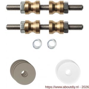 GPF Bouwbeslag Anastasius GPF9969.A3DB glasdeur set met vlak rozet 22x2 mm en 22x2 mm transparant onder rozet voor grepen met dubbelzijdige bevestiging Mocca blend - A21017501 - afbeelding 1