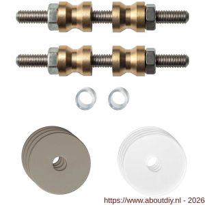 GPF Bouwbeslag Anastasius GPF9969.A3DB glasdeur set met vlak rozet 27x2 mm en 27x2 mm transparant onder rozet voor grepen met dubbelzijdige bevestiging Mocca blend - A21017502 - afbeelding 1