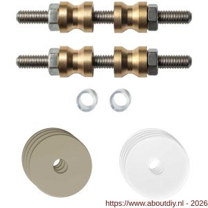 GPF Bouwbeslag Anastasius GPF9969.A4DB glasdeur set met vlak rozet 27x2 mm en 27x2 mm transparant onder rozet voor grepen met dubbelzijdige bevestiging Champagne blend - A21017510 - afbeelding 1