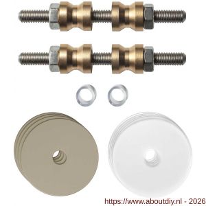 GPF Bouwbeslag Anastasius GPF9969.A4DB glasdeur set met vlak rozet 35x2 mm en 35x2 mm transparant onder rozet voor grepen met dubbelzijdige bevestiging Champagne blend - A21017511 - afbeelding 1