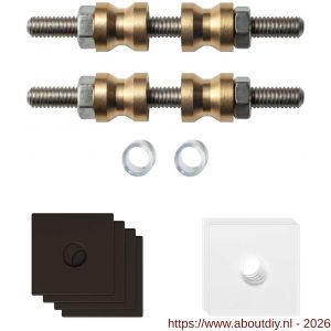 GPF Bouwbeslag Anastasius GPF9970.A1DB glasdeur set met vlak rozet 24x24x2 mm en 24x24x2mm transparant onder rozet voor grepen met dubbelzijdige bevestiging Dark blend GPF9970A1DB24 - A21020503 - afbeelding 1