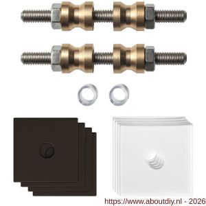 GPF Bouwbeslag Anastasius GPF9970.A1DB glasdeur set met vlak rozet 32x32x2 mm en 32x32x2mm transparant onder rozet voor grepen met dubbelzijdige bevestiging Dark blend GPF9970A1DB32 - A21020504 - afbeelding 1