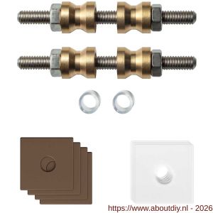 GPF Bouwbeslag Anastasius GPF9970.A2DB glasdeur set met vlak rozet 24x24x2 mm en 24x24x2mm transparant onder rozet voor grepen met dubbelzijdige bevestiging Bronze blend GPF9970A2DB24 - A21020507 - afbeelding 1