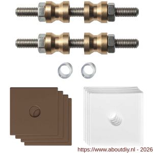 GPF Bouwbeslag Anastasius GPF9970.A2DB glasdeur set met vlak rozet 32x32x2 mm en 32x32x2mm transparant onder rozet voor grepen met dubbelzijdige bevestiging Bronze blend GPF9970A2DB32 - A21020508 - afbeelding 1