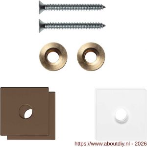 GPF Bouwbeslag Anastasius GPF9970.A2EB enkele greep bevestigingsset met vlak rozet 24x24x2 mm en 24x24x2mm transparant onder rozet Bronze blend GPF9970A2EB24 - A21020509 - afbeelding 1