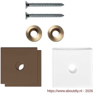 GPF Bouwbeslag Anastasius GPF9970.A2EB enkele greep bevestigingsset met vlak rozet 32x32x2 mm en 32x32x2mm transparant onder rozet Bronze blend GPF9970A2EB32 - A21020510 - afbeelding 1