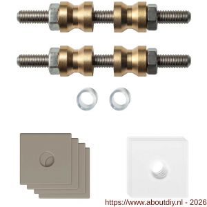 GPF Bouwbeslag Anastasius GPF9970.A3DB glasdeur set met vlak rozet 24x24x2 mm en 24x24x2mm transparant onder rozet voor grepen met dubbelzijdige bevestiging Mocca blend GPF9970A3DB24 - A21020511 - afbeelding 1