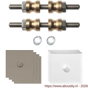 GPF Bouwbeslag Anastasius GPF9970.A3DB glasdeur set met vlak rozet 32x32x2 mm en 32x32x2mm transparant onder rozet voor grepen met dubbelzijdige bevestiging Mocca blend GPF9970A3DB32 - A21020512 - afbeelding 1