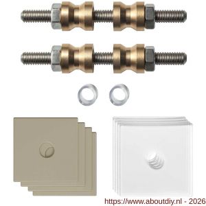 GPF Bouwbeslag Anastasius GPF9970.A4DB glasdeur set met vlak rozet 32x32x2 mm en 32x32x2mm transparant onder rozet voor grepen met dubbelzijdige bevestiging Champagne blend GPF9970A4DB32 - A21020516 - afbeelding 1