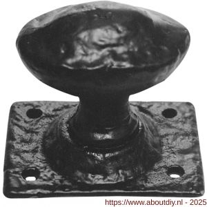 Kirkpatrick KP1089 knopkruk 60x38 mm op rechthoekig rozet 66x50 mm vast smeedijzer zwart - A21003047 - afbeelding 1