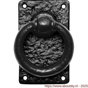 Kirkpatrick KP0717 ring 89 mm op plaat 127x77 mm met krukstift smeedijzer zwart - A21004984 - afbeelding 1