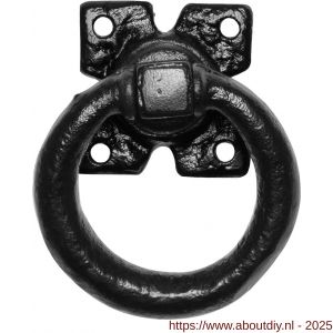 Kirkpatrick KP0911 ring 76 mm op plaat 63 mm met krukstift smeedijzer zwart - A21000099 - afbeelding 1