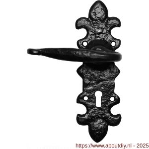 Kirkpatrick KP1214L PC55 deurkruk gatdeel linkswijzend op schild 203x66 mm PC55 smeedijzer zwart - A21002955 - afbeelding 1