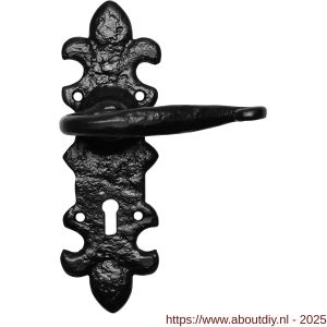 Kirkpatrick KP1214R PC55 deurkruk gatdeel rechtswijzend op schild 203x66 mm PC55 smeedijzer zwart - A21002958 - afbeelding 1