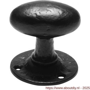 Kirkpatrick KP1550 knopkruk 63x39 mm op rozet ovaal 60 mm vast smeedijzer zwart - A21003054 - afbeelding 1