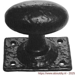Kirkpatrick KP1551 knopkruk 63x39 mm op rozet vierkant 66x50 mm vast smeedijzer zwart - A21003055 - afbeelding 1