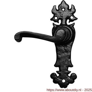 Kirkpatrick KP2435L BB56 deurkruk gatdeel linkswijzend op schild 184x57 mm BB56 smeedijzer zwart - A21002960 - afbeelding 1