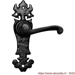 Kirkpatrick KP2435R BB56 deurkruk gatdeel rechtswijzend op schild 184x57 mm BB56 smeedijzer zwart - A21002963 - afbeelding 1