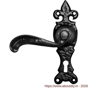 Kirkpatrick KP2449L PC55 deurkruk gatdeel op schild 158x50 mm PC55 linkswijzend smeedijzer zwart - A21002990 - afbeelding 1