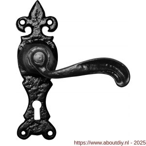 Kirkpatrick KP2449R PC55 deurkruk gatdeel rechtswijzend op schild 158x50 mm PC55 smeedijzer zwart - A21002996 - afbeelding 1