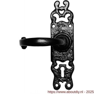 Kirkpatrick KP2495L BB56 deurkruk gatdeel linkswijzend op schild 184x50 mm BB56 smeedijzer zwart - A21003030 - afbeelding 1