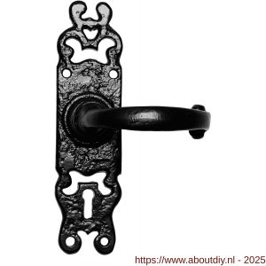 Kirkpatrick KP2495R BB56 deurkruk gatdeel rechtswijzend op schild 184x50 mm BB56 smeedijzer zwart - A21003032 - afbeelding 1