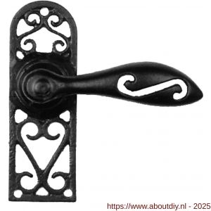 Kirkpatrick KP2561L deurkruk gatdeel linkswijzend op schild 114x38 mm blind smeedijzer zwart - A21003037 - afbeelding 1