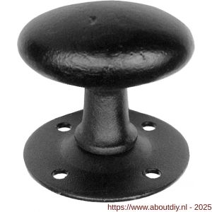 Kirkpatrick KP4064 knopkruk 63x39 mm op rozet 60 mm vast smeedijzer zwart - A21003041 - afbeelding 1