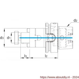 Phantom 82.327 DIN 6358 Combi-opsteekfreeshouder voor frezen met langs- en dwarsspiebaan HSK-A volgens DIN 69893 HSK63A 16 mm L60 mm - A40501927 - afbeelding 2