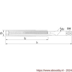 Phantom 25.950 HSS-E machinetap Trapezium voor doorlopende gaten TR24x5 mm - A40514055 - afbeelding 2