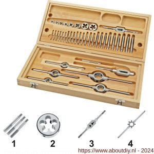 International Tools 29.120 Eco Pro set draadsnijden in houten cassette M3-M14 - A40514140 - afbeelding 1