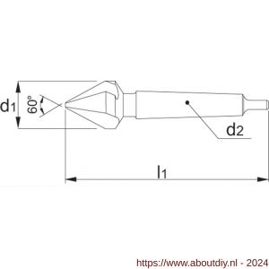 Phantom 42.370 HSS-E verzinkboor DIN 334-D 60 graden 3 snijkanten MK 3 50 mm - A40512017 - afbeelding 2