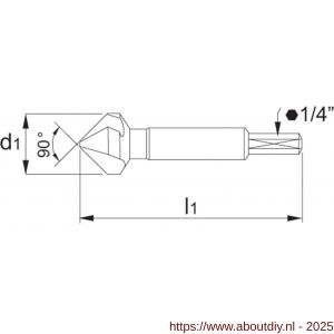 International Tools 42.543 Eco HSS verzinkboor 90 graden 3 snijkanten met 1/4 inch-zeskant bitopname 12‚4 mm - A40512090 - afbeelding 2