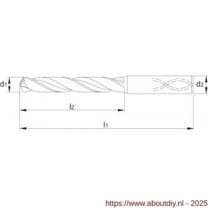 Phantom 11.274 UNI VHM spiraalboor DIN 6537-L 5xD met koelkanaal TiAlN Whistle notch (DIN 6535-HE) 10‚2 mm - A40511578 - afbeelding 2
