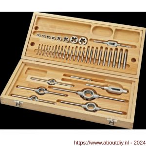 International Tools 29.120 Eco Pro set draadsnijden in houten cassette UNC 1/4-1 inch - A40514143 - afbeelding 1