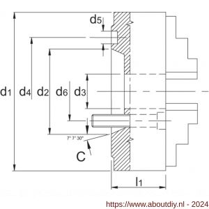 Bison 85.421 ISO 702-1 (DIN 55026) zelfcentrerende drie-klauwplaat staal type 3514 C8 400 mm - A40515712 - afbeelding 2
