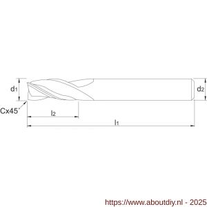 Phantom 33.633 VHM schachtfrees 3-snijder lang TiCN aluminium 16x52 mm - A40517868 - afbeelding 2