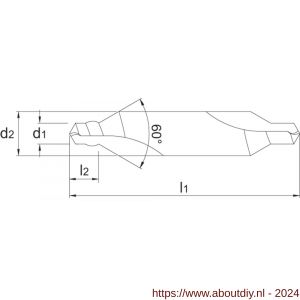 Phantom 15.200 HSS centerboor DIN 333-W met kraag 60 graden enkelzijdig 0‚8x3‚15 mm - A40504357 - afbeelding 2