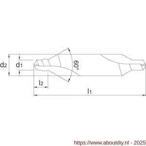 Phantom 15.200 HSS centerboor DIN 333-W met kraag 60 graden 5x16 mm - A40504380 - afbeelding 2