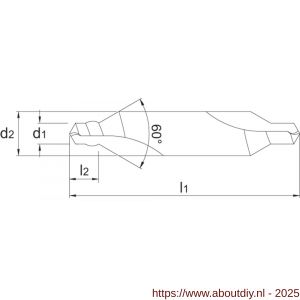 Phantom 15.200 HSS centerboor DIN 333-W met kraag 60 graden enkelzijdig 0‚8x3‚15 mm - A40504357 - afbeelding 2