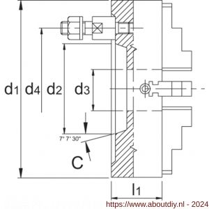Bison 85.602 ISO 702-3 (DIN 55027) onafhankelijke vier-klauwplaat gietijzer type 4334 C6 315 mm - A40515752 - afbeelding 2