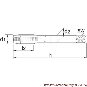 Phantom 25.105 HSS machinetap ISO 529 BSP (gasdraad) voor doorlopende gaten 3/4 inch-14 - A40513281 - afbeelding 2