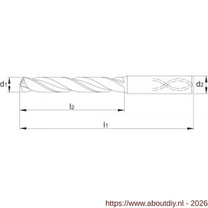 Phantom 11.282 VHM spiraalboor DIN 6537-L 5xD met koelkanaal TiAlN roestvaststaal cilindrische schacht (DIN 6535-HA) 7‚8 mm - A40511757 - afbeelding 2