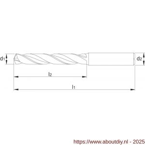 Phantom 11.271 UNI VHM spiraalboor DIN 6537-L 5xD TiAlN Whistle notch (DIN 6535-HE) 12‚0 mm - A40511373 - afbeelding 2