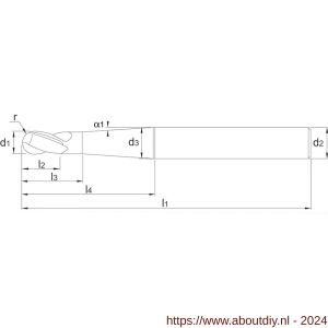 Phantom 36.285 VHM precisie radiusfrees 2-snijder AlTiN-X HRC 30-65 HRc 8x14 mm 3 graden - A40517180 - afbeelding 2